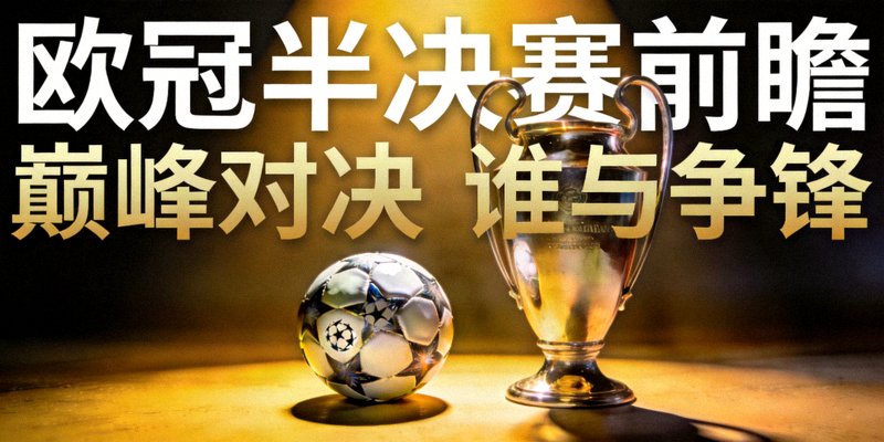 欧冠半决赛前瞻图片 - 欧冠奖杯与足球在灯光下的合影
